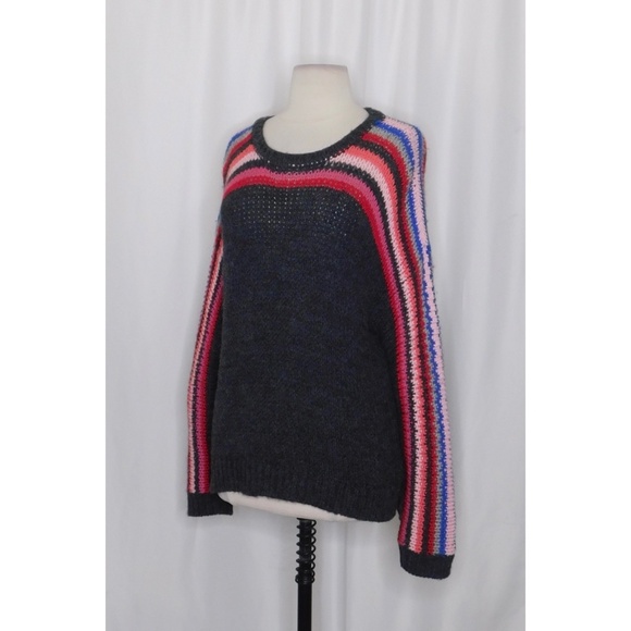 XIRENA Teton Aprés Ski Sweater Alpaca Gray Colorful Stripes Sporty Apres X-Small - Picture 7 of 15